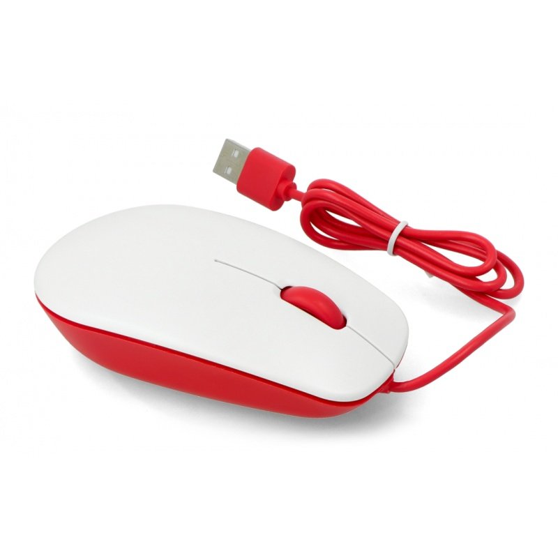 Optische kabelgebundene Maus Raspberry Pi 4B / 3B + / 3B / 2B offiziell - rot und weiß_