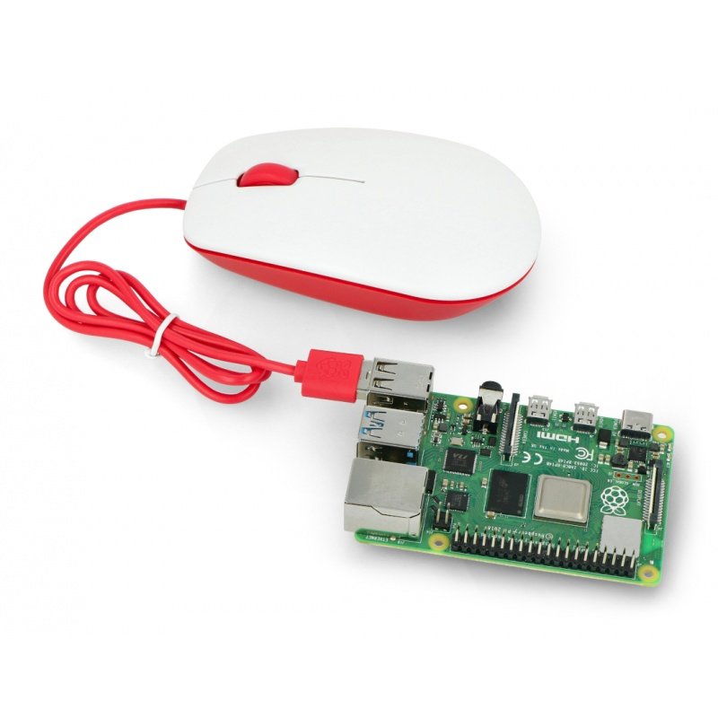 Optische kabelgebundene Maus Raspberry Pi 4B / 3B + / 3B / 2B offiziell - rot und weiß_