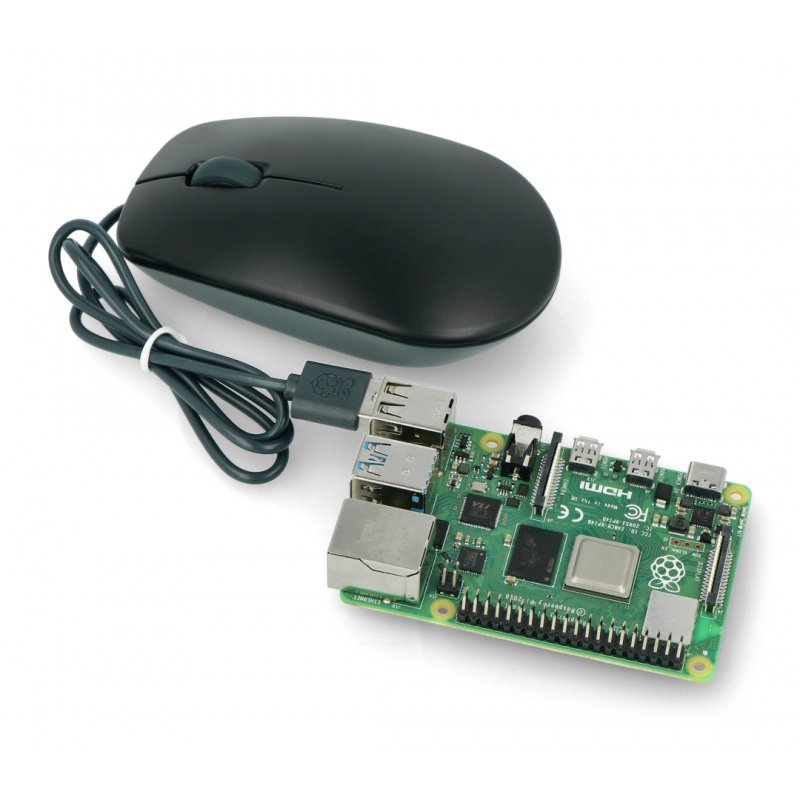 Optische kabelgebundene Maus Raspberry Pi 4B / 3B + / 3B / 2B offiziell - schwarz und grau_