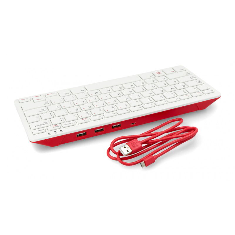 Kabelgebundene USB-Tastatur für Raspberry Pi 4B / 3B + / 3B / 2B offiziell - rot-weiß