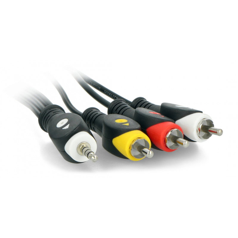 Klinke 3,5 mm 4-poliges Kabel - 3x RCA - 1,5 m