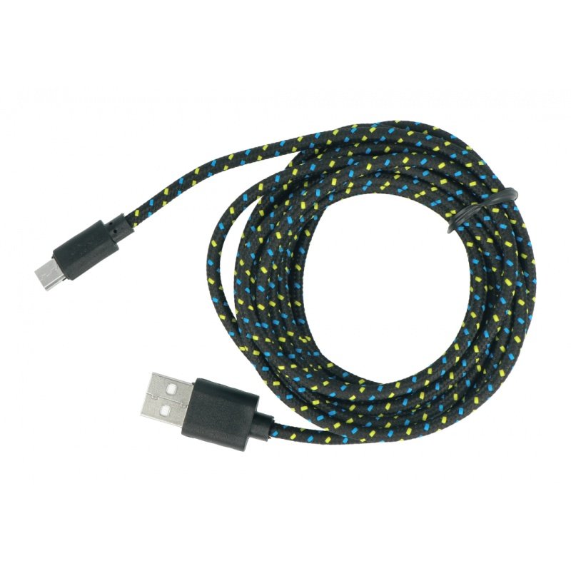MicroUSB-Kabel B - A - geflochten 3m