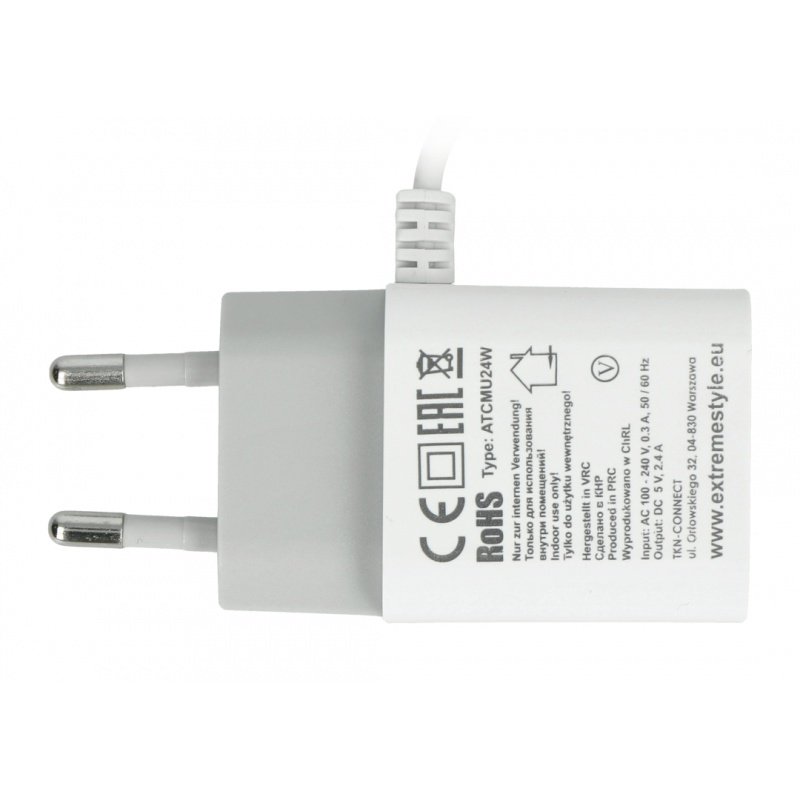 EXtreme Ampere ATCMU24W microUSB + USB 2.4A Netzteil - weiß