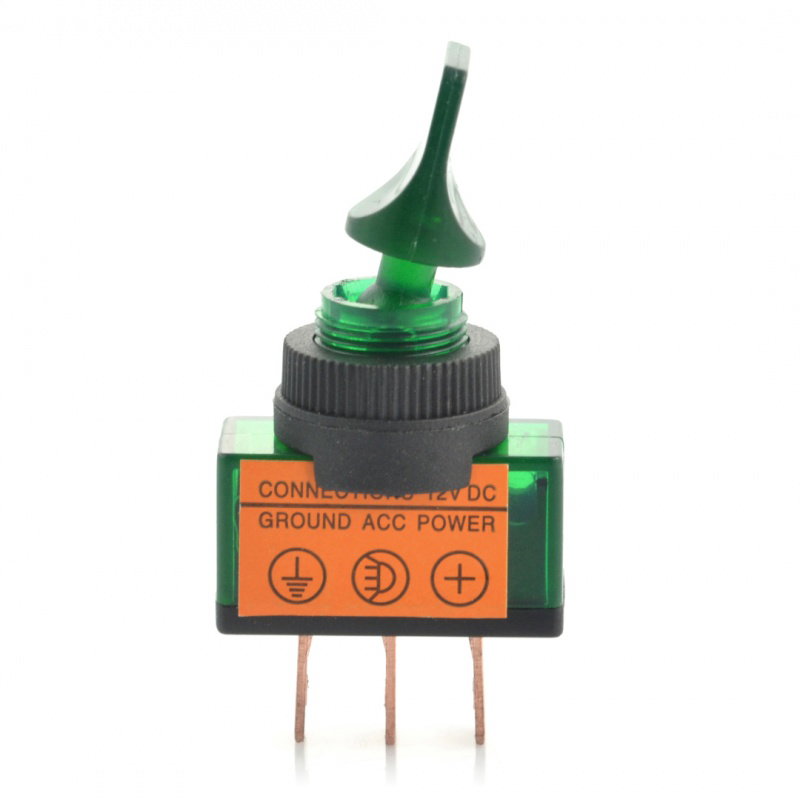 EIN-AUS-Schalter ASW-14D 12V / 20A beleuchtet - grün