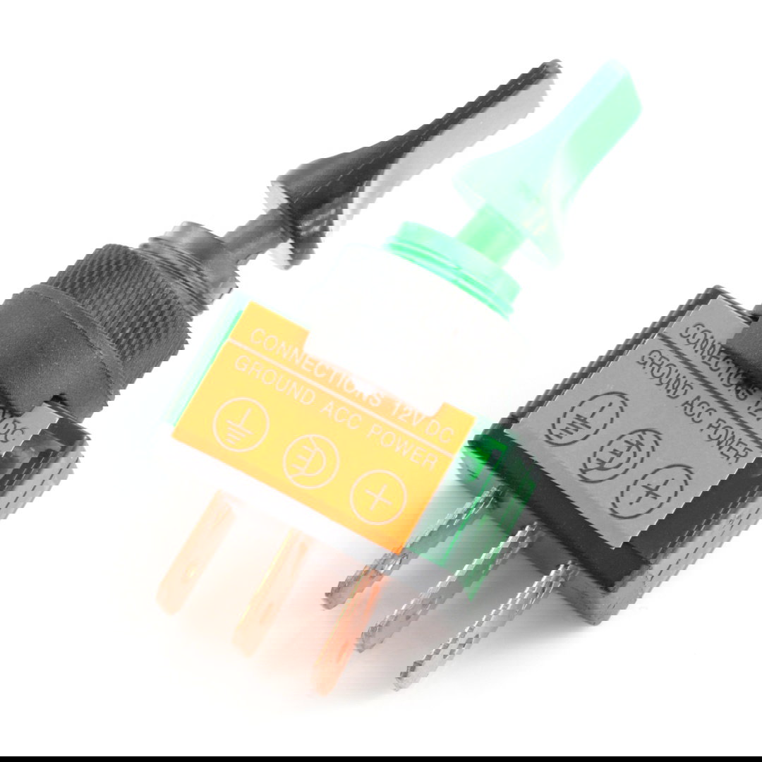 EIN-AUS-Schalter ASW-14D 12V / 20A beleuchtet - grün
