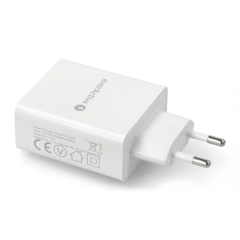 Wandladegerät SC-400 - 4xUSB Typ A / 5A - 5V - everActive - weiß
