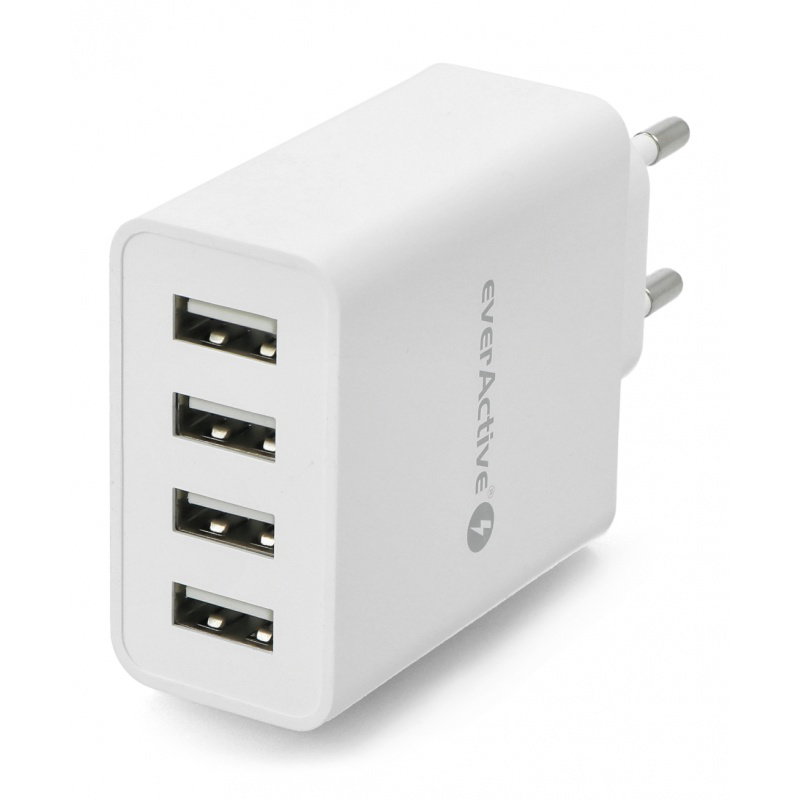 Wandladegerät SC-400 - 4xUSB Typ A / 5A - 5V - everActive - weiß