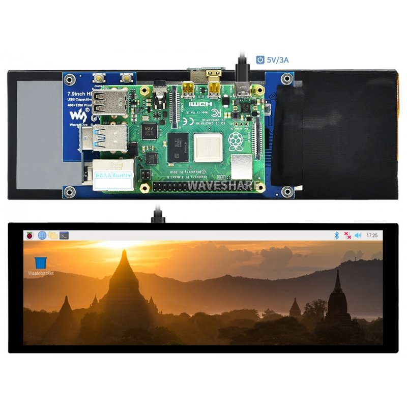 Kapazitiver IPS-LCD-Touchscreen 7,9 "400 x 1280 Pixel HDMI +