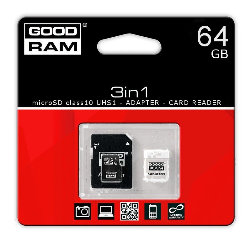 Goodram 3in1 - microSD-Speicherkarte 64 GB 30 MB / s UHS-I