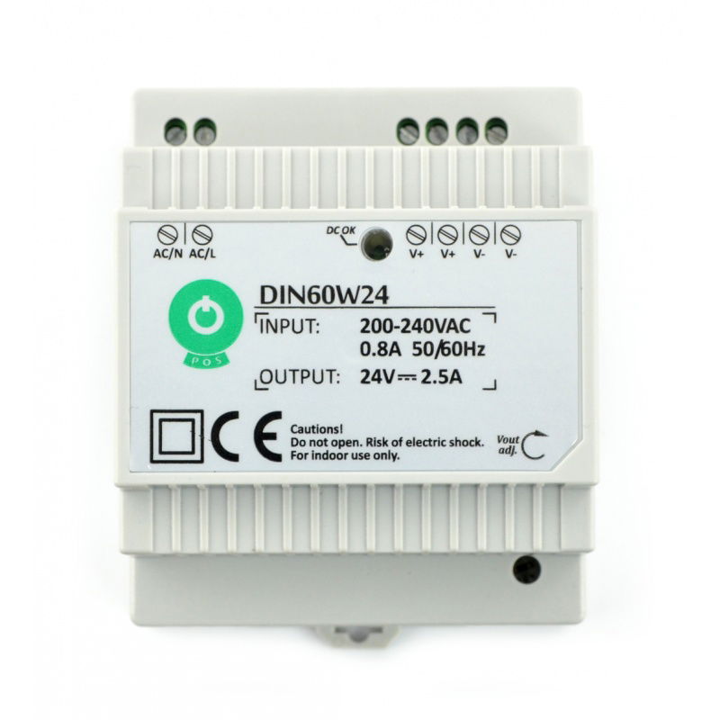 DIN60W24-Netzteil für eine DIN-Schiene - 24 V / 2,5 A / 60 W