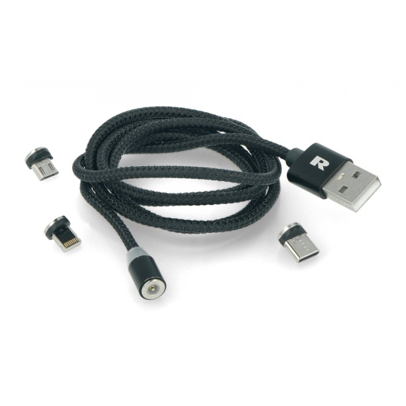 Rebel 3in1 USB Typ A Magnetkabel - MicroUSB, USB Typ C