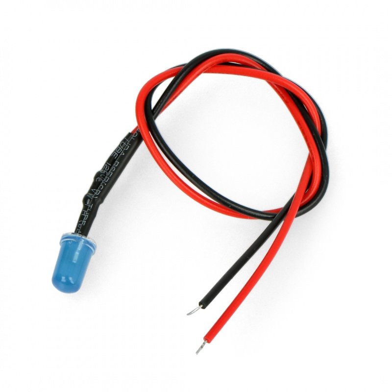 5mm 12V LED mit Widerstand und Kabel - blau - 5Stk