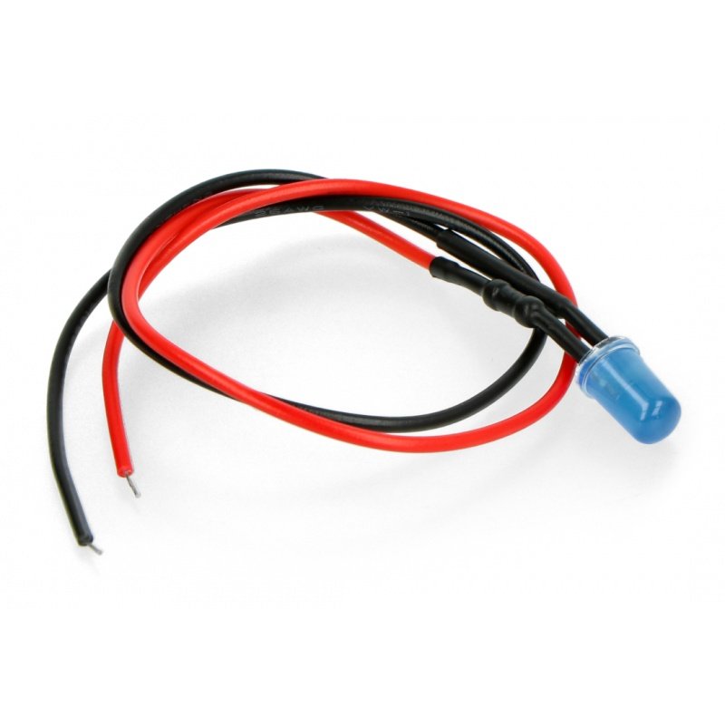 5mm 12V LED mit Widerstand und Kabel - blau - 5Stk
