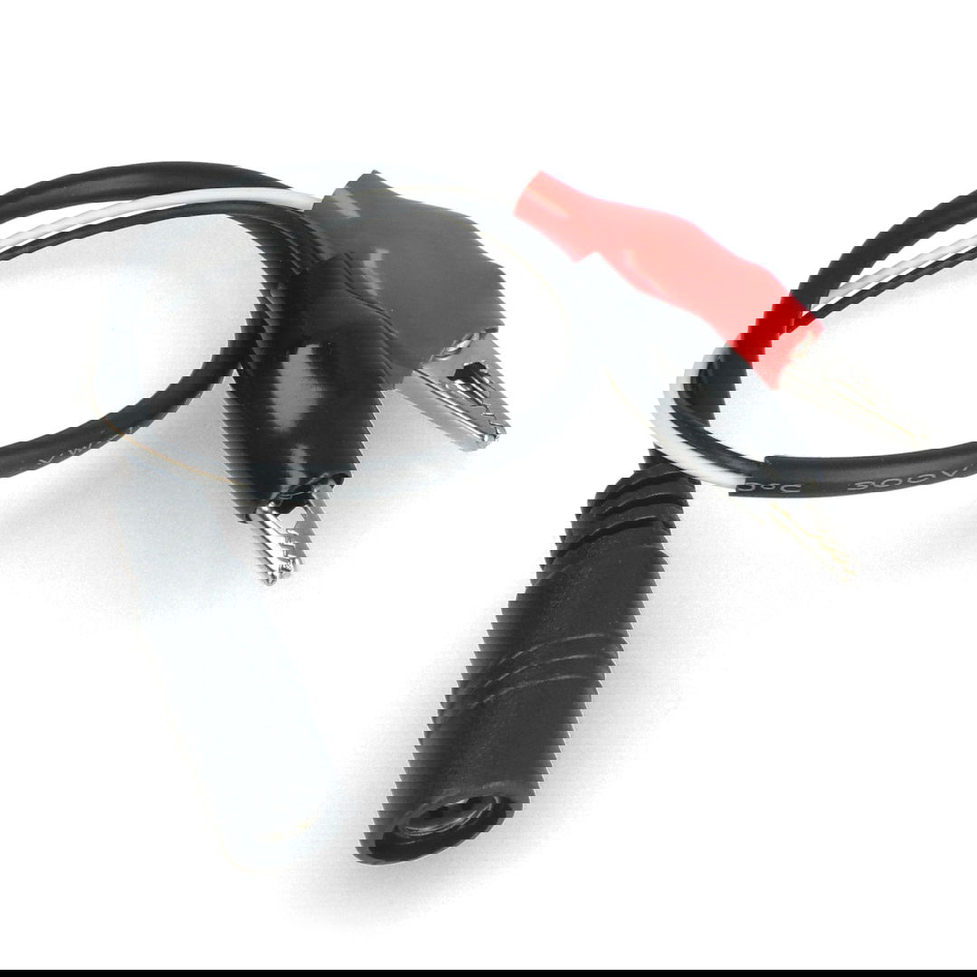 DC 2,1 / 5,5 mm Buchse mit Krokodilklemmen - 27 mm