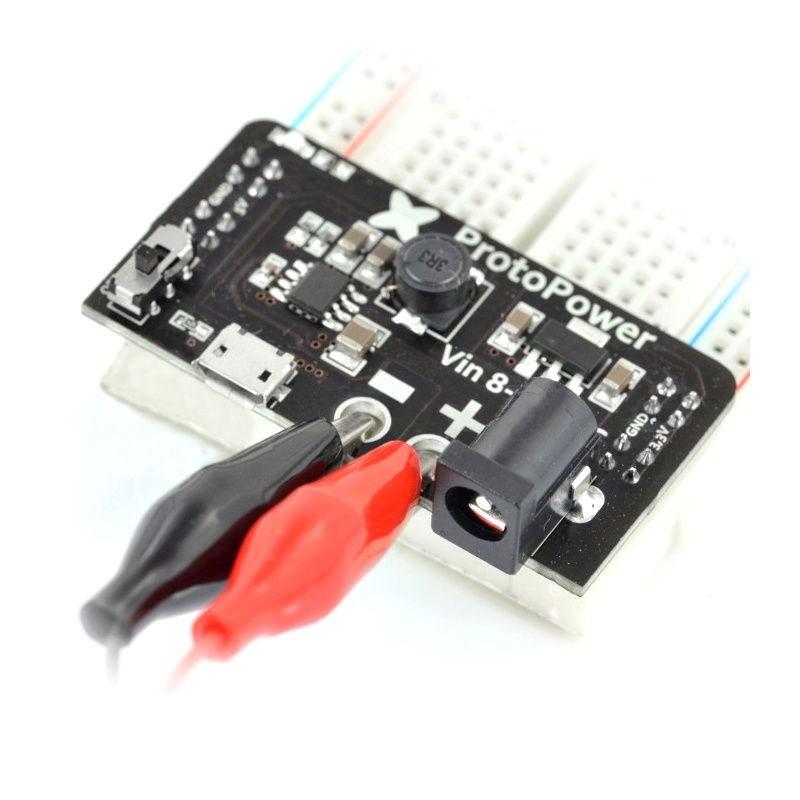 DC 2,1 / 5,5 mm Buchse mit Krokodilklemmen - 27 mm