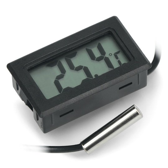 Panel-Thermometer mit LCD-Display von -50 bis 110 Grad Celsius und  Messsonde - 5m