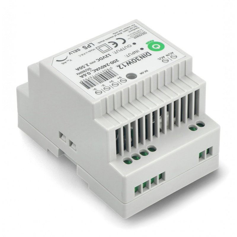 DIN30W12-Netzteil für eine DIN-Schiene - 12 V / 2,5 A / 30 W
