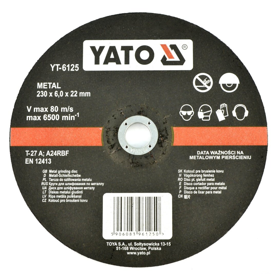 Metallschleifscheibe Yato YT-6125 - konvex - 230x6mm