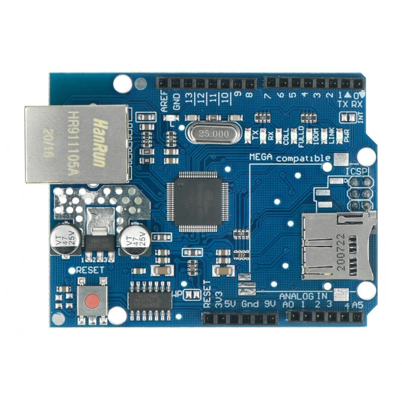 Ethernet Shield W5100 für Arduino mit einem microSD-Kartenleser