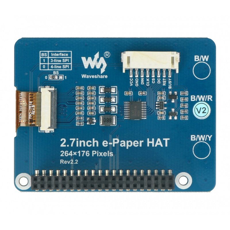E-Paper Hat (B) 2,7 '' 264x176px - Modul mit dreifarbigem