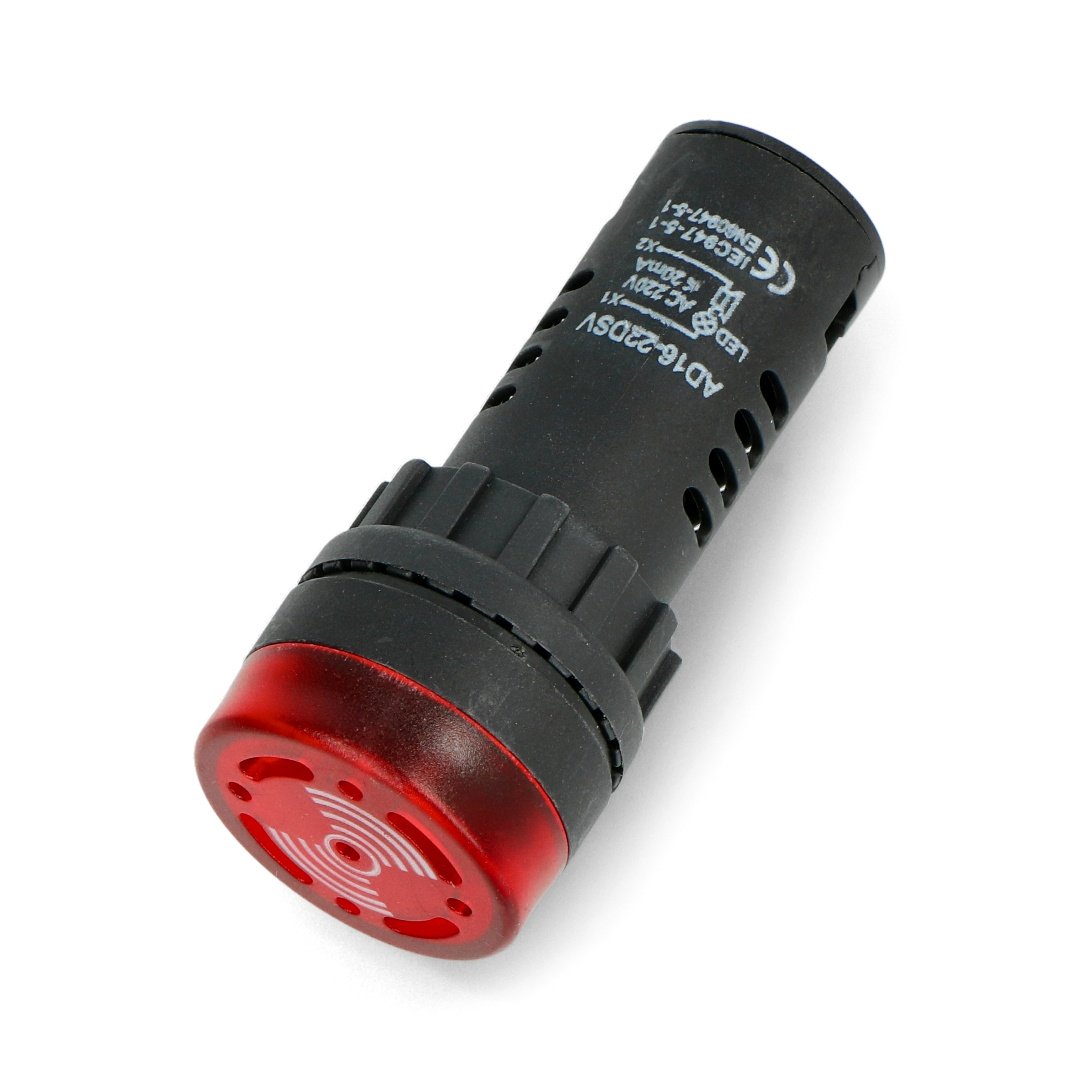 Signallampe 230V AC - 28mm - rot mit Summer