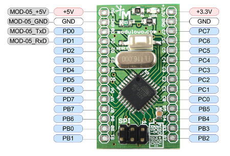 Moduł z ATmega328P - MOD-10 wyprowadzenia