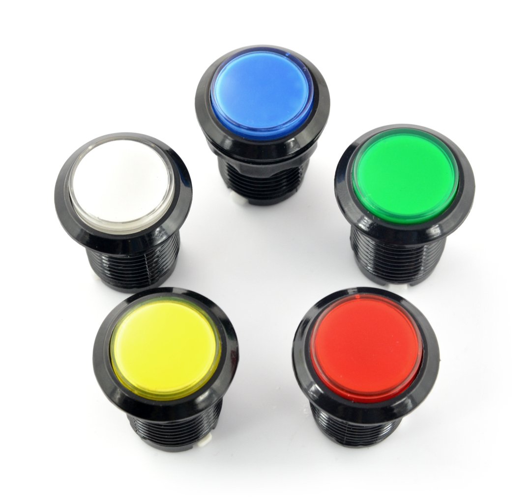 Arcade Push Button 3,3cm schwarzes Gehäuse - blau mit Hintergrundbeleuchtung