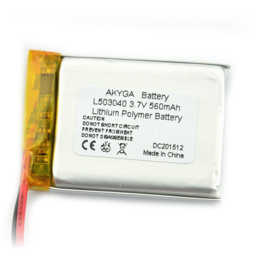 Li-Pol Akyga 3,7 V 1S 190 mAh Batterieanschluss + 2,54 JST-Buchse - 2 Pins