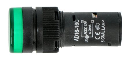 12 V AC / DC-Anzeigelampe - 19 mm - grün.