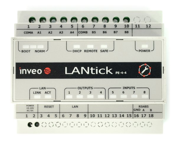 Inveo LanTick Pro PE-4-4 - IoT-Relaismodul, das über das Internet gesteuert wird