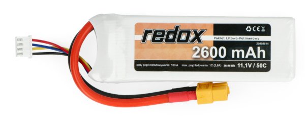 Li-Pol Redox 2600 mAh 11,1 V 50C-Paket.