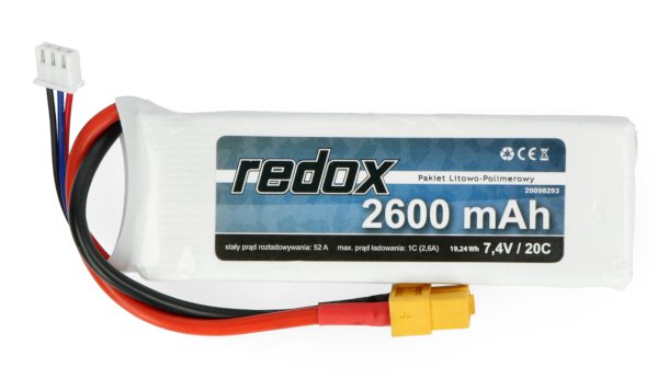 Li-Pol Redox 2600 mAh 7,4 V 20C-Paket.