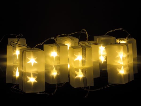 LED-Girlande - in Form von Geschenken - Hologramm-Effekt
