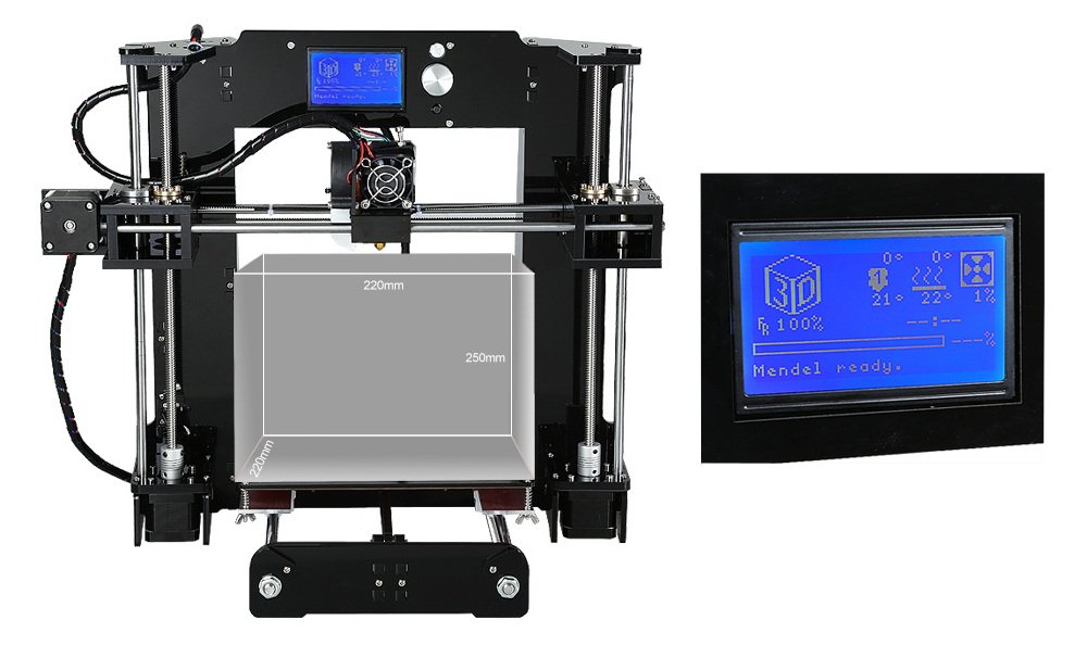 Anet A6 3D-Drucker - Druckgröße und Anzeige