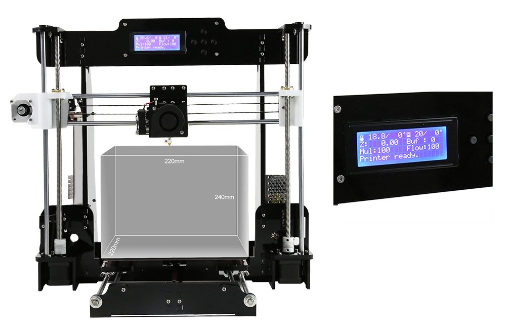 Anet A8 3D-Drucker - Druckgröße und Anzeige