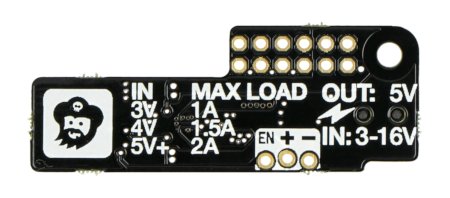 Das Wide Input SHIM (Shove Hardware in the Middle) hat einen 3,5/1,4 mm Stromanschluss. Allerdings liegt dem Modul ein Adapterkabel mit 5,5/2,1 mm Stecker und ein weiteres mit abisolierten Adern bei.