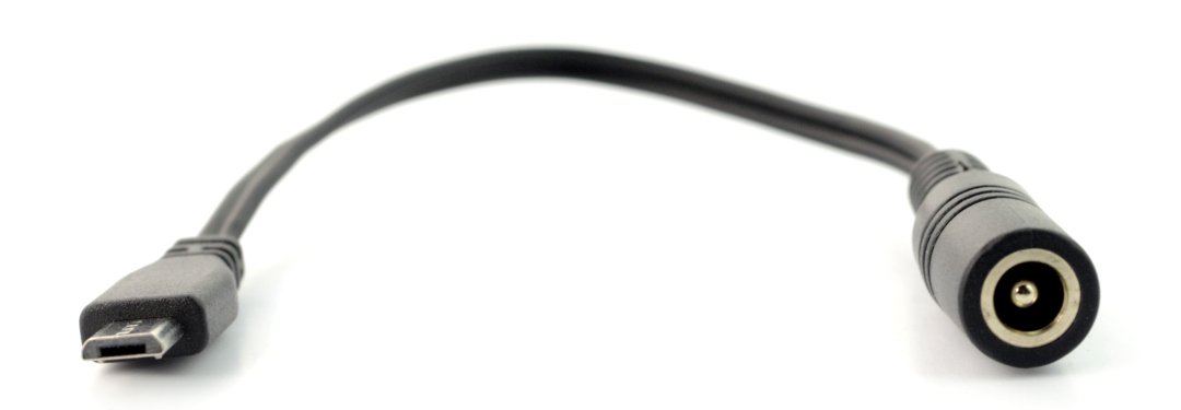 Adapter 5,5 / 2,5 mm Buchse - microUSB Stecker - mit 16 cm Kabel