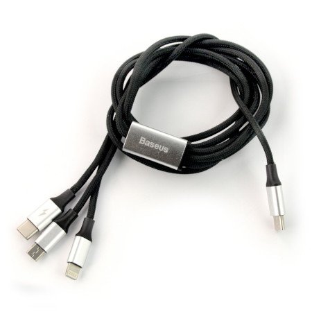 Baseus Rapid 3in1 USB-C USB-C / microUSB / Lightning Kabel 1,2 m - schwarz
