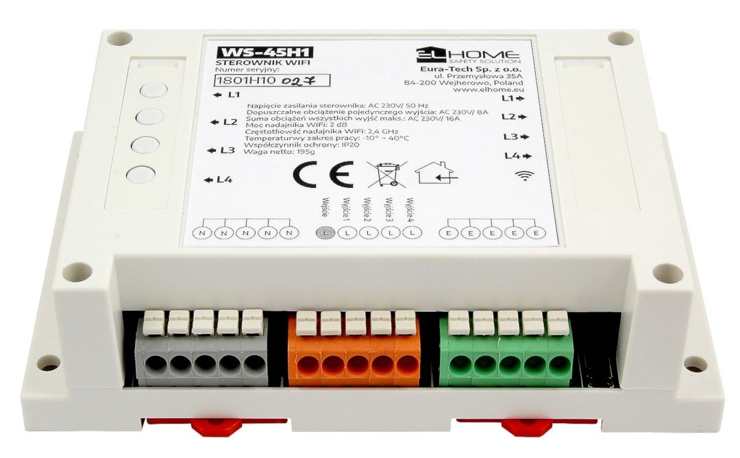 El Home WS-45H1 - 4-Kanal AC 230V / 16A Controller für DIN-Schiene