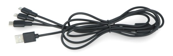Lanberg Combo 3in1 USB Typ A Kabel - microUSB + Lightning + USB Typ C 2.0 schwarzes PVC 1,8m