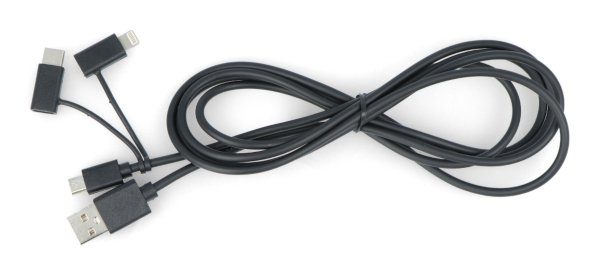 Lanberg 3in1 USB-Kabel Typ A - microUSB + Lightning + USB Typ C 2.0 schwarzes PVC - 1,8 m