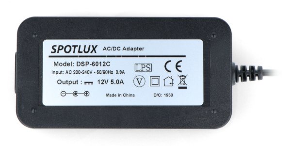 Spotlux DSP-6012C 12V / 5A Impulsstromversorgung, DC 5,5 / 2,5 mm Stecker mit Kabel