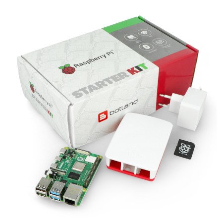 Kit mit Raspberry Pi 4B WiFi 2 GB RAM + 32 GB microSD + offizielles Zubehör