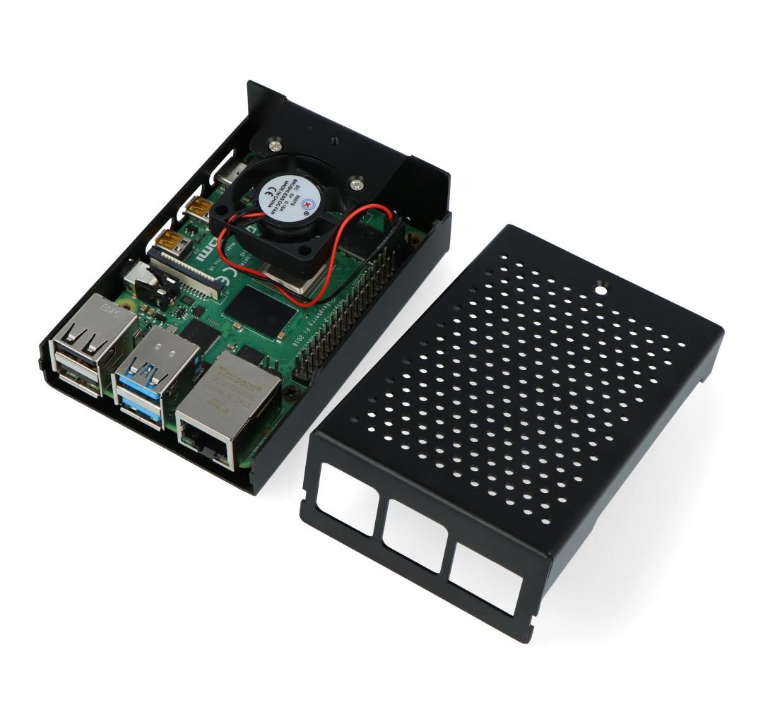 Aluminiumgehäuse für Raspberry Pi 4B mit Lüfter schwarz