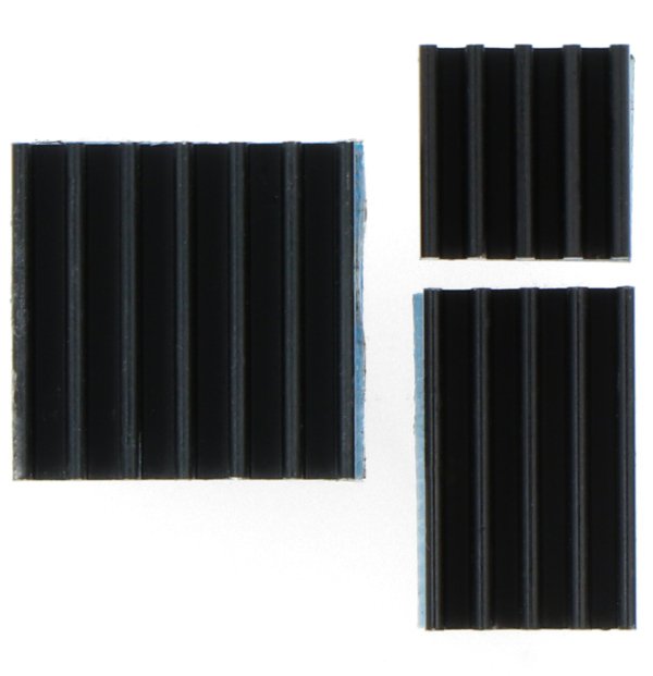 Kühlkörper-Set für Raspberry Pi - schwarz mit Wärmeleitband - 3 Stk.