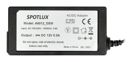 Spotlux A6012_DSM 60 W 12 V 5 A Impulsstromversorgung - DC 5,5 / 2,1 mm Stecker