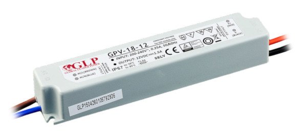 Netzteil für wasserdichte LED-Streifen und Streifen GLP GPV-18-12 - 12V / 1,5A / 18W