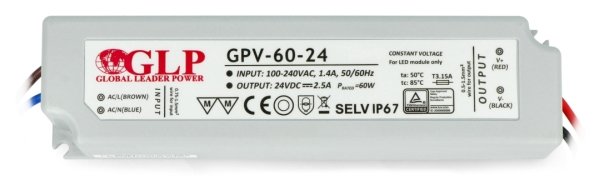 Netzteil für wasserdichte LED-Streifen und Streifen GLP GPV-60-24 - 24V / 2,5A / 60W
