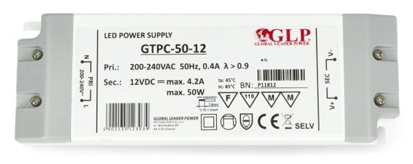 Netzteil für LED-Beleuchtung GLP GTPC-50-12 12V / 4,2A / 50W