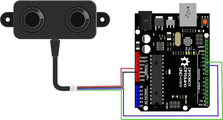 Ein Beispiel für die Verbindung des Sensors mit Arduino
